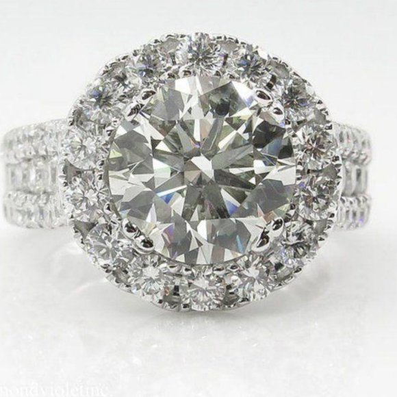 NEW 925 Sterling Silver Round Diamond Halo Ring - Picture 3 of 4